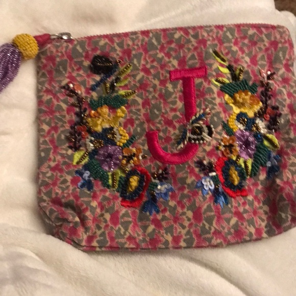 Anthropologie embellished initial J Clutch new - Picture 3 of 6